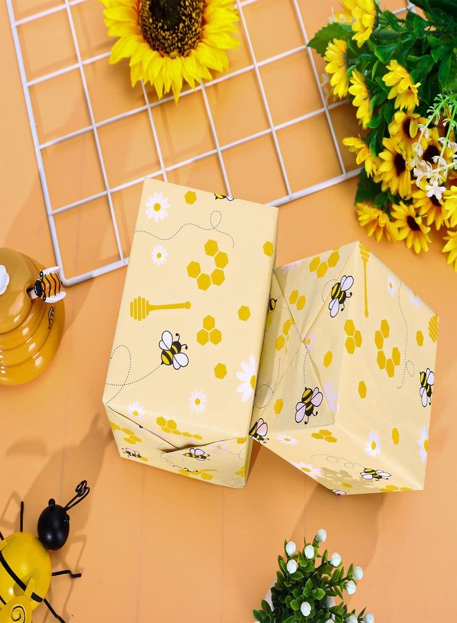 Whaline 100 Sheet Honey Bee Tissue Paper Spring Summer Gift Wrapping Tissue Paper Honey Stick Floral Decorative Art Paper for Baby Shower Birthday Party Favor Decor Craft Gift Packing, 13.8 x 19.7" - Image 3